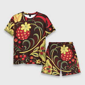 Мужской костюм с шортами 3D с принтом Хохлома в Курске,  |  | арт | вектор | желтый | зеленый | золотой | красный | малина | народный рисунок | рисунок | хохлома | цветок | цветы | чёрный | ягода | ягоды