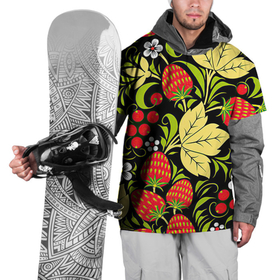 Накидка на куртку 3D с принтом Хохлома в Новосибирске, 100% полиэстер |  | арт | белый | вектор | желтый | зеленый | земляника | золотой | клубника | клюква | красный | народный рисунок | рисунок | хохлома | цветок | цветы | чёрный | ягода | ягоды