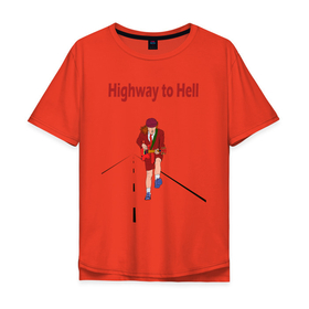 Мужская футболка хлопок Oversize с принтом Highway to Hell AC DC , 100% хлопок | свободный крой, круглый ворот, “спинка” длиннее передней части | ac dc | angus young | highway to hell | ас дс | ас дс.