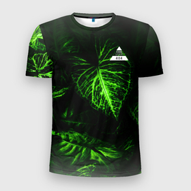 Мужская футболка 3D спортивная с принтом Листья зеленые CODE ERROR 404 в Санкт-Петербурге, 100% полиэстер с улучшенными характеристиками | приталенный силуэт, круглая горловина, широкие плечи, сужается к линии бедра | Тематика изображения на принте: 404 | code | error | зеленые | листья
