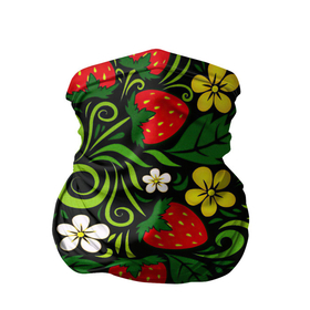 Бандана-труба 3D с принтом Хохлома в Петрозаводске, 100% полиэстер, ткань с особыми свойствами — Activecool | плотность 150‒180 г/м2; хорошо тянется, но сохраняет форму | арт | вектор | желтый | зеленый | золотой | клубника | красный | народный рисунок | рисунок | хохлома | цветок | цветы | чёрный | ягода | ягоды