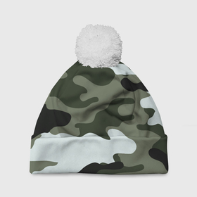 Шапка 3D c помпоном с принтом camouflage 2 в Кировске, 100% полиэстер | универсальный размер, печать по всей поверхности изделия | армия россии | войска | камуфляж | орнамент | узор