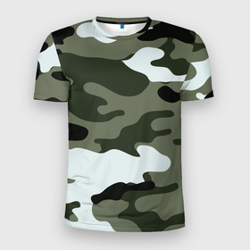 Мужская футболка 3D Slim с принтом camouflage 2 в Кировске, 100% полиэстер с улучшенными характеристиками | приталенный силуэт, круглая горловина, широкие плечи, сужается к линии бедра | армия россии | войска | камуфляж | орнамент | узор