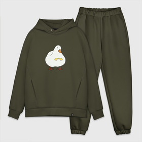Мужской костюм хлопок OVERSIZE с принтом Shy duck в Курске,  |  | Тематика изображения на принте: duck | mem | застенчивая утка | мем | милая утка | прикол | птица | утка | юмор