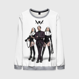 Мужской свитшот 3D с принтом Marilyn Manson в Новосибирске, 100% полиэстер с мягким внутренним слоем | круглый вырез горловины, мягкая резинка на манжетах и поясе, свободная посадка по фигуре | art | logo | manson | marilyn | rock | usa | великий | лого | логотип | мэнсон | мэрилин | рок | ужасный