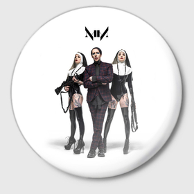 Значок с принтом Marilyn Manson ,  металл | круглая форма, металлическая застежка в виде булавки | Тематика изображения на принте: art | logo | manson | marilyn | rock | usa | великий | лого | логотип | мэнсон | мэрилин | рок | ужасный