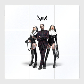 Магнитный плакат 3Х3 с принтом Marilyn Manson в Курске, Полимерный материал с магнитным слоем | 9 деталей размером 9*9 см | art | logo | manson | marilyn | rock | usa | великий | лого | логотип | мэнсон | мэрилин | рок | ужасный