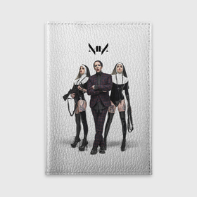 Обложка для автодокументов с принтом Marilyn Manson в Екатеринбурге, натуральная кожа |  размер 19,9*13 см; внутри 4 больших “конверта” для документов и один маленький отдел — туда идеально встанут права | art | logo | manson | marilyn | rock | usa | великий | лого | логотип | мэнсон | мэрилин | рок | ужасный