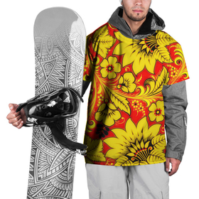 Накидка на куртку 3D с принтом Хохлома в Тюмени, 100% полиэстер |  | арт | вектор | желтый | зеленый | золотой | красный | народный рисунок | рисунок | хохлома | цветок | цветы | чёрный | ягода | ягоды