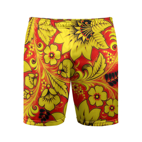 Мужские шорты спортивные с принтом Хохлома в Новосибирске,  |  | арт | вектор | желтый | зеленый | золотой | красный | народный рисунок | рисунок | хохлома | цветок | цветы | чёрный | ягода | ягоды