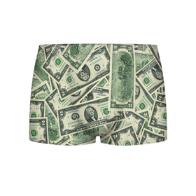 Мужские трусы 3D с принтом Доллар в Тюмени, 50% хлопок, 50% полиэстер | классическая посадка, на поясе мягкая тканевая резинка | Тематика изображения на принте: 100 долларов | арт | банкноты | валюта | деньги | доллар | зеленый | рисунок | сто | сто долларов