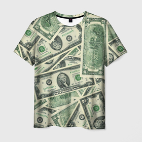 Мужская футболка 3D с принтом Доллар в Санкт-Петербурге, 100% полиэфир | прямой крой, круглый вырез горловины, длина до линии бедер | 100 долларов | арт | банкноты | валюта | деньги | доллар | зеленый | рисунок | сто | сто долларов