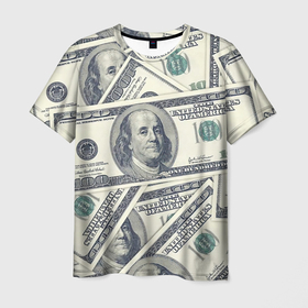 Мужская футболка 3D с принтом Доллары в Кировске, 100% полиэфир | прямой крой, круглый вырез горловины, длина до линии бедер | 100 долларов | арт | банкноты | валюта | деньги | доллары | зеленый | зелень | сто | сто долларов