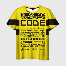 Мужская футболка 3D с принтом КОД,программирование,code в Новосибирске, 100% полиэфир | прямой крой, круглый вырез горловины, длина до линии бедер | code | cyberpunk | danger | error | hacking | input | money | personal data | programming | security