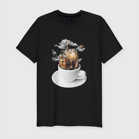 Мужская футболка хлопок Slim с принтом Moscow in a cup в Белгороде, 92% хлопок, 8% лайкра | приталенный силуэт, круглый вырез ворота, длина до линии бедра, короткий рукав | art | design | moscow | travel | арт | дизайн | москва | путешествия | чашка