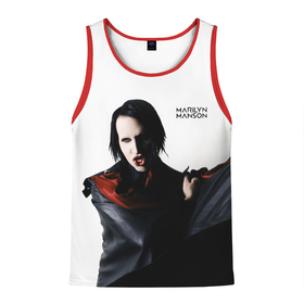 Мужская майка 3D с принтом Marilyn Manson в Новосибирске, 100% полиэстер | круглая горловина, приталенный силуэт, длина до линии бедра. Пройма и горловина окантованы тонкой бейкой | Тематика изображения на принте: art | logo | manson | marilyn | rock | usa | великий | лого | логотип | мэнсон | мэрилин | рок | ужасный