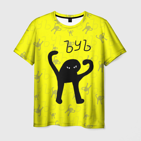 Мужская футболка 3D с принтом ЪУЪ СЪУКА , 100% полиэфир | прямой крой, круглый вырез горловины, длина до линии бедер | cat | mem | memes | злой | интернет | кот | мем | мем кот | приколы | съука | ъуъ | ъуъ съука