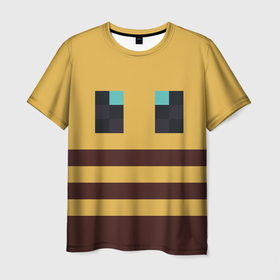 Мужская футболка 3D с принтом Minecraft Bee в Петрозаводске, 100% полиэфир | прямой крой, круглый вырез горловины, длина до линии бедер | Тематика изображения на принте: bee | minecraft | майнкрафт | пчела | пчёлка | пчелобав