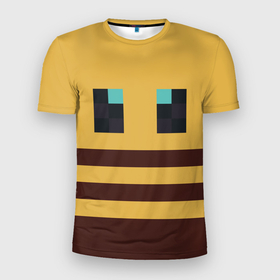 Мужская футболка 3D спортивная с принтом Minecraft Bee в Санкт-Петербурге, 100% полиэстер с улучшенными характеристиками | приталенный силуэт, круглая горловина, широкие плечи, сужается к линии бедра | bee | minecraft | майнкрафт | пчела | пчёлка | пчелобав
