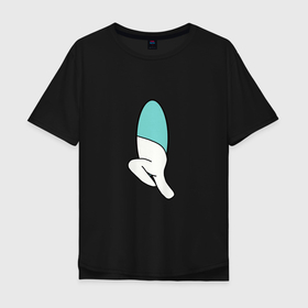 Мужская футболка хлопок Oversize с принтом Portal 1 (парная) в Новосибирске, 100% хлопок | свободный крой, круглый ворот, “спинка” длиннее передней части | game | portal | арт | игра | на двоих | парная | портал | прикол | рисунок | телепортация | человечек
