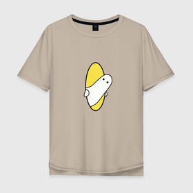 Мужская футболка хлопок Oversize с принтом Portal 2 (парная) в Белгороде, 100% хлопок | свободный крой, круглый ворот, “спинка” длиннее передней части | game | portal | арт | игра | на двоих | парная | портал | прикол | рисунок | телепортация | человечек