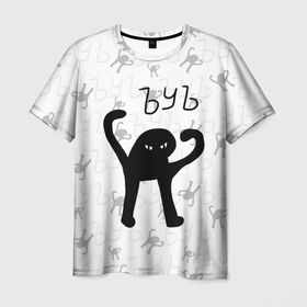 Мужская футболка 3D с принтом ЪУЪ СЪУКА , 100% полиэфир | прямой крой, круглый вырез горловины, длина до линии бедер | cat | mem | memes | злой | интернет | кот | мем | мем кот | приколы | съука | ъуъ | ъуъ съука
