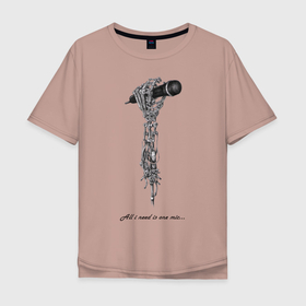 Мужская футболка хлопок Oversize с принтом Микрофон в Санкт-Петербурге, 100% хлопок | свободный крой, круглый ворот, “спинка” длиннее передней части | андер | батл | микро | музыка | подземка | рэп | хип хоп