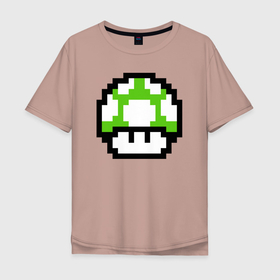 Мужская футболка хлопок Oversize с принтом Гриб Марио в Кировске, 100% хлопок | свободный крой, круглый ворот, “спинка” длиннее передней части | 8 bit | 8 бит | 8bit | 8бит | art | dendy | mario | mushroom | pixel | super | арт | гриб | денди | марио | пиксель | супер