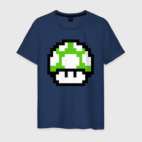 Мужская футболка хлопок с принтом Гриб Марио в Кировске, 100% хлопок | прямой крой, круглый вырез горловины, длина до линии бедер, слегка спущенное плечо. | Тематика изображения на принте: 8 bit | 8 бит | 8bit | 8бит | art | dendy | mario | mushroom | pixel | super | арт | гриб | денди | марио | пиксель | супер