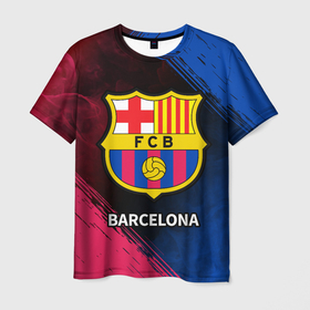 Мужская футболка 3D с принтом BARCELONA / БАРСЕЛОНА , 100% полиэфир | прямой крой, круглый вырез горловины, длина до линии бедер | barca | barcelona | barsa | barselona | fcb | logo | messi | барса | барселона | знак | клуб | лого | логотип | логотипы | месси | символ | символы | футбол | футбольная | футбольный
