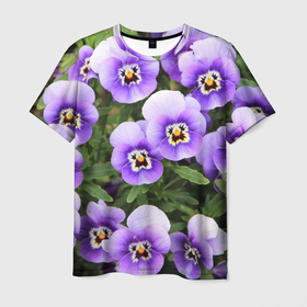 Мужская футболка 3D с принтом Анютины глазки , 100% полиэфир | прямой крой, круглый вырез горловины, длина до линии бедер | flowers | анютины глазки | природа | природный | растение | растения | цветок | цветочек | цветочки | цветы