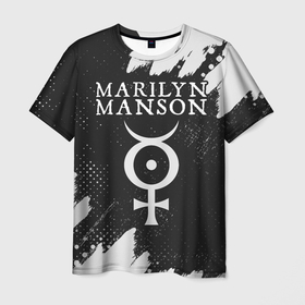 Мужская футболка 3D с принтом MARILYN MANSON / М. МЭНСОН в Кировске, 100% полиэфир | прямой крой, круглый вырез горловины, длина до линии бедер | logo | manson | marilyn | music | rock | группа | лого | логотип | логотипы | менсон | мерилин | мерлин | музыка | мэнсон | мэрилин | рок | символ