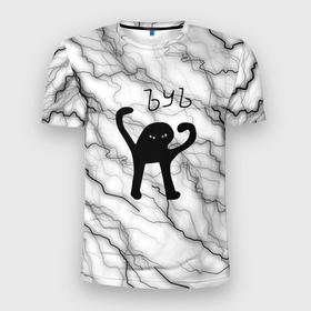 Мужская футболка 3D спортивная с принтом КОТ ЪУЪ СЪУКА. в Тюмени, 100% полиэстер с улучшенными характеристиками | приталенный силуэт, круглая горловина, широкие плечи, сужается к линии бедра | cat | mem | memes | интернет приколы | кот | мем | мем кот | ъуъ | ъуъ съука