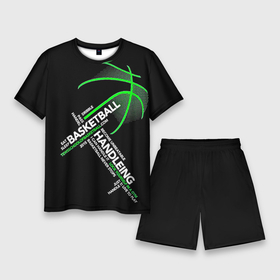 Мужской костюм с шортами 3D с принтом Basketball handlendinhg в Новосибирске,  |  | баскетбол | бег | буквы | для детей | для тренировок | для школьников | здоровье | зеленый | зож | игра | красота | крутой | мотивация | мяч | на английском | надписи | необычный | принт | спорт