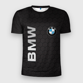 Мужская футболка 3D спортивная с принтом BMW в Курске, 100% полиэстер с улучшенными характеристиками | приталенный силуэт, круглая горловина, широкие плечи, сужается к линии бедра | bmw | авто | автомобиль | бмв | логотип | марка | машина | надпись | текстура