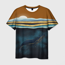 Мужская футболка 3D с принтом Кит в Санкт-Петербурге, 100% полиэфир | прямой крой, круглый вырез горловины, длина до линии бедер | земля | кашалот | луна | медузы | море | морские | океан