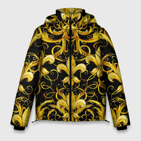 Мужская зимняя куртка 3D с принтом gold spades в Белгороде, верх — 100% полиэстер; подкладка — 100% полиэстер; утеплитель — 100% полиэстер | длина ниже бедра, свободный силуэт Оверсайз. Есть воротник-стойка, отстегивающийся капюшон и ветрозащитная планка. 

Боковые карманы с листочкой на кнопках и внутренний карман на молнии. | Тематика изображения на принте: gold | life | versace | vip | абстракция | богатство | в золоте | версаче | версачи | виайпи | вип | золотая | золото | линия | нейтральная | позолоченное | стайл | стиль | текстуры | узоры | шик