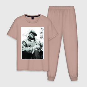 Мужская пижама хлопок с принтом The Notorious B.I.G , 100% хлопок | брюки и футболка прямого кроя, без карманов, на брюках мягкая резинка на поясе и по низу штанин
 | b.i.g | biggie | hip hop | биги | олдскул рэп | хип хоп.