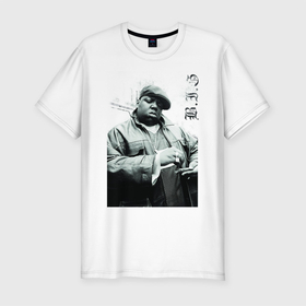 Мужская футболка хлопок Slim с принтом The Notorious B.I.G , 92% хлопок, 8% лайкра | приталенный силуэт, круглый вырез ворота, длина до линии бедра, короткий рукав | b.i.g | biggie | hip hop | биги | олдскул рэп | хип хоп.