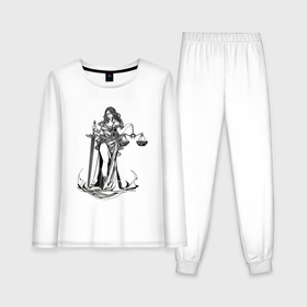 Женская пижама с лонгсливом хлопок с принтом Фемида светлая в Екатеринбурге,  |  | богиня | весы | меч | правосудие | фемида