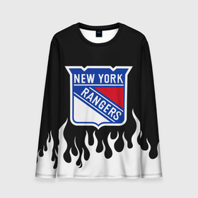 Мужской лонгслив 3D с принтом Нью-Йорк Рейнджерс в Курске, 100% полиэстер | длинные рукава, круглый вырез горловины, полуприлегающий силуэт | Тематика изображения на принте: hockey | new york | new york rangers | nhl | rangers | usa | нхл | нью йорк | нью йорк рейнджерс | рейнджерс | спорт | сша | хоккей | шайба