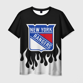 Мужская футболка 3D с принтом Нью-Йорк Рейнджерс в Курске, 100% полиэфир | прямой крой, круглый вырез горловины, длина до линии бедер | Тематика изображения на принте: hockey | new york | new york rangers | nhl | rangers | usa | нхл | нью йорк | нью йорк рейнджерс | рейнджерс | спорт | сша | хоккей | шайба
