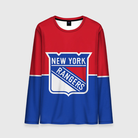 Мужской лонгслив 3D с принтом Нью-Йорк Рейнджерс в Курске, 100% полиэстер | длинные рукава, круглый вырез горловины, полуприлегающий силуэт | Тематика изображения на принте: hockey | new york | new york rangers | nhl | rangers | usa | нхл | нью йорк | нью йорк рейнджерс | рейнджерс | спорт | сша | хоккей | шайба