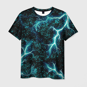 Мужская футболка 3D с принтом Молния в Санкт-Петербурге, 100% полиэфир | прямой крой, круглый вырез горловины, длина до линии бедер | абстракция | вселенная | звезда | звезды | земля | комета | космос | метеорит | молнии | молния | молния в космосе | планета