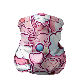Бандана-труба 3D с принтом Розовое собрание в Тюмени, 100% полиэстер, ткань с особыми свойствами — Activecool | плотность 150‒180 г/м2; хорошо тянется, но сохраняет форму | pokemon | pokemon go | арт | мью | мью ту | покемон | покемоны | рисунок | розовые покемоны | розовый покемон