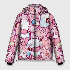 Мужская зимняя куртка 3D с принтом Розовое собрание в Тюмени, верх — 100% полиэстер; подкладка — 100% полиэстер; утеплитель — 100% полиэстер | длина ниже бедра, свободный силуэт Оверсайз. Есть воротник-стойка, отстегивающийся капюшон и ветрозащитная планка. 

Боковые карманы с листочкой на кнопках и внутренний карман на молнии. | pokemon | pokemon go | арт | мью | мью ту | покемон | покемоны | рисунок | розовые покемоны | розовый покемон