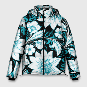 Мужская зимняя куртка 3D с принтом Хохлома 2021 в Екатеринбурге, верх — 100% полиэстер; подкладка — 100% полиэстер; утеплитель — 100% полиэстер | длина ниже бедра, свободный силуэт Оверсайз. Есть воротник-стойка, отстегивающийся капюшон и ветрозащитная планка. 

Боковые карманы с листочкой на кнопках и внутренний карман на молнии. | Тематика изображения на принте: rtdkhokhloma | орнамент | роспись | русский стиль | текстуры | узор