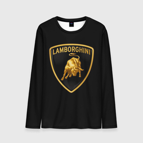 Мужской лонгслив 3D с принтом Lamborghini  , 100% полиэстер | длинные рукава, круглый вырез горловины, полуприлегающий силуэт | bull | gold lamborghini sign | lamborghini | lamborghini lettering | lamborghini print | lamborghini sign | бык | знак ламборджини | золотой знак ламборджини | ламборджини | надпись ламборджини | принт ламборджини