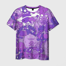 Мужская футболка 3D с принтом Фиолетовые покемоны в Тюмени, 100% полиэфир | прямой крой, круглый вырез горловины, длина до линии бедер | pokemon | pokemon go | арт | ночной покемон | ночные покемоны | покемон | покемоны | рисунок | сумеречные покемоны | сумеречный покемон | фиолетовый