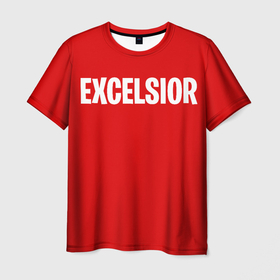 Мужская футболка 3D с принтом EXCELSIOR в Белгороде, 100% полиэфир | прямой крой, круглый вырез горловины, длина до линии бедер | marvel | stan lee | марвел | стен ли | стэн ли